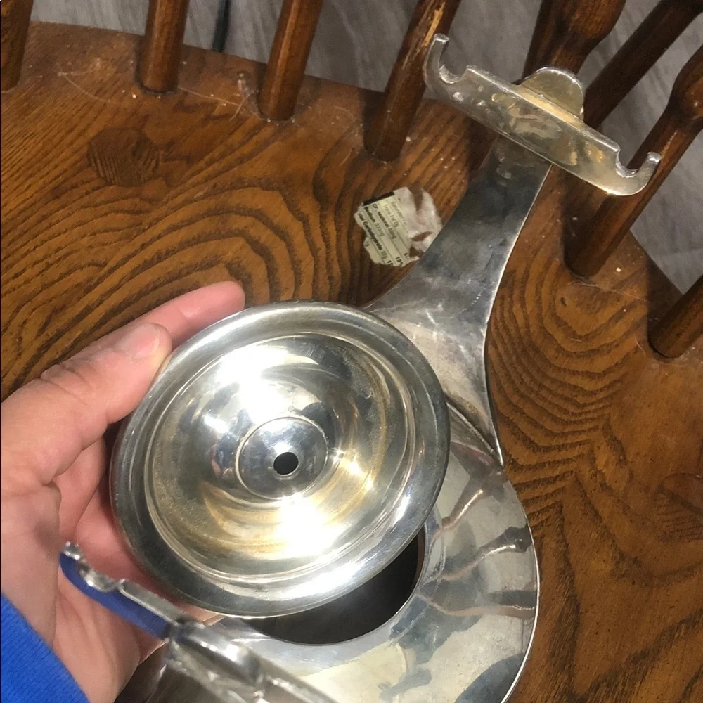 Ornate Silver-Finish Tea Kettle with Stand - Decorative Serving Piece